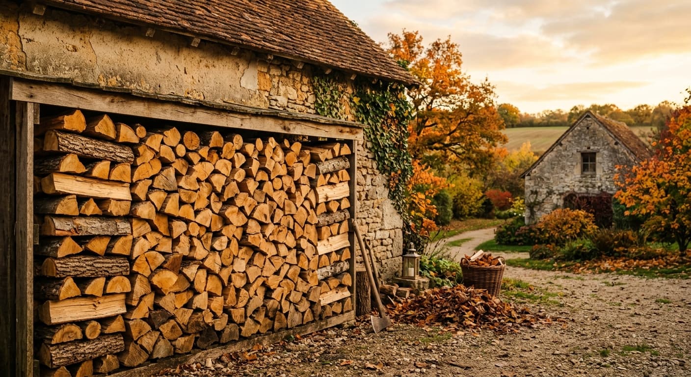 Bûches de bois de chauffage artisanal